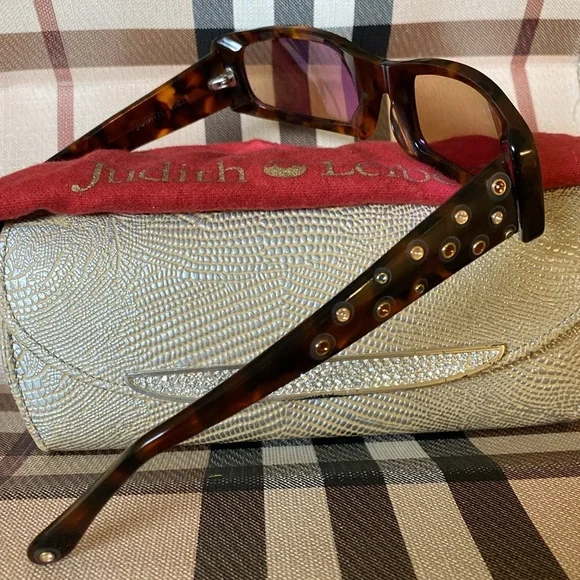 Judith Lieber Handmade in Italy Tortoise Crystal Encrusted Sunglasses